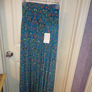 LuLaRoe maxi skirt size medium new with tags blue with greens and orange